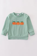Sage pumpkin french knot top
