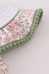 Pink pumpkin smocked floral ruffle bubble