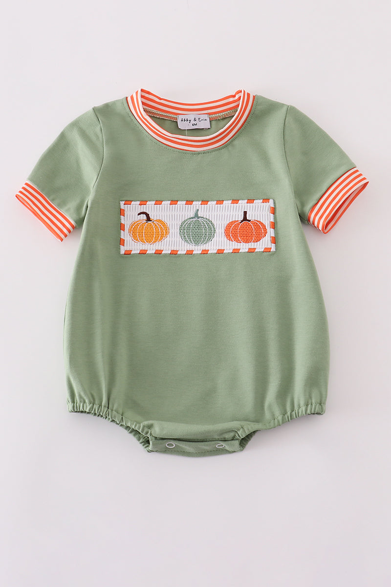 Green pumpkin smocked bubble