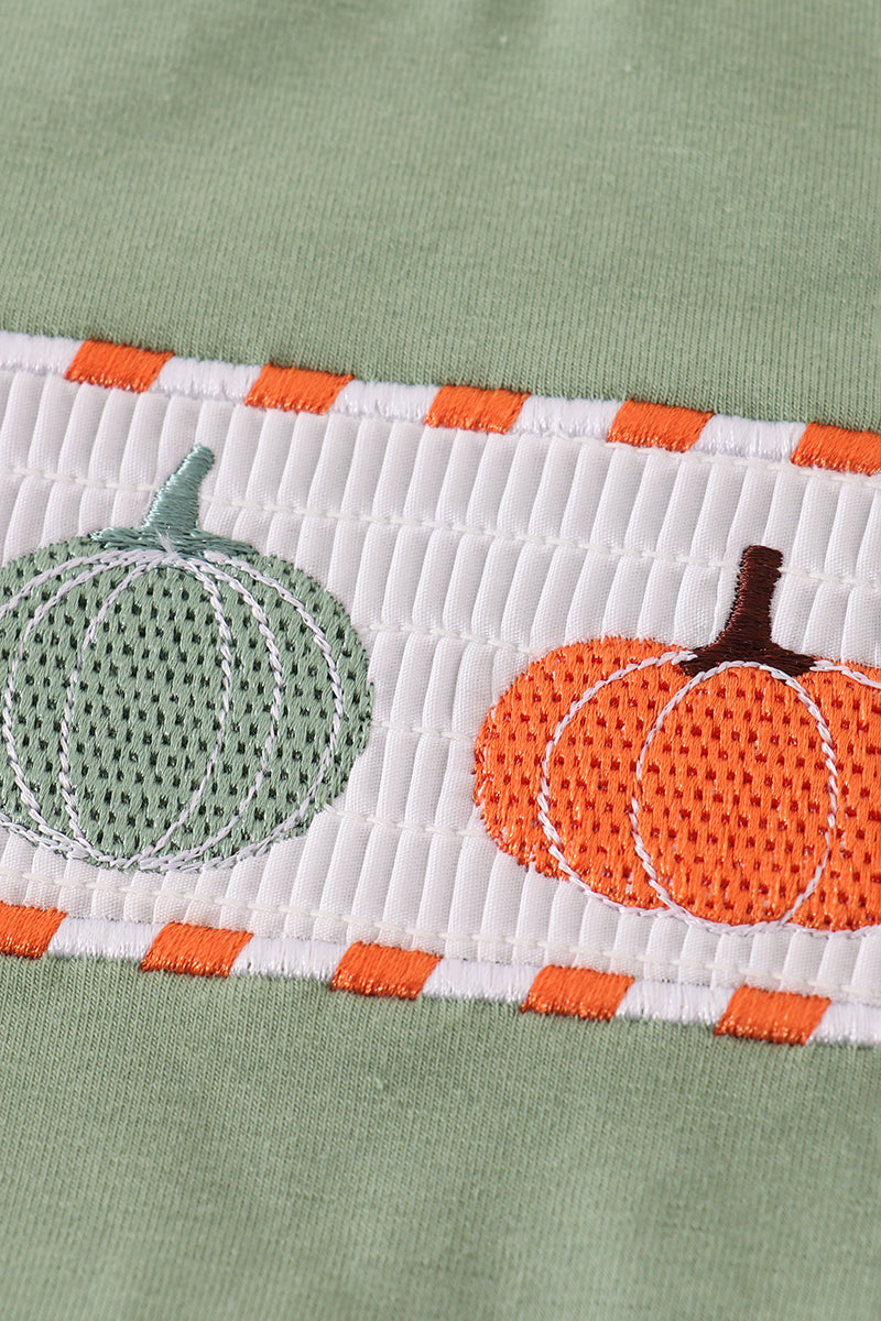 Green pumpkin smocked bubble