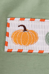 Green pumpkin smocked top