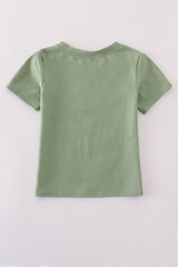 Green pumpkin smocked top