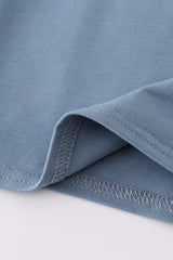 Blue turkey embroidery ruffle pants set