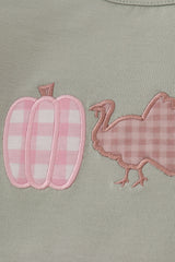 Sage pumpkin turkey applique skorts set