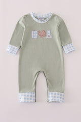 Sage pumpkin turkey applique romper
