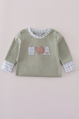 Sage pumpkin turkey applique romper