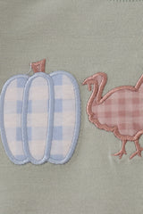 Sage pumpkin turkey applique top