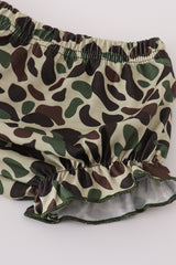 Sage camouflage turkey applique bloomer set