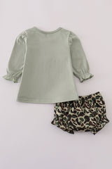 Sage camouflage turkey applique bloomer set