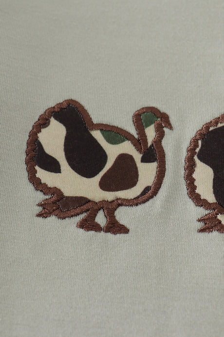 Sage camouflage turkey applique ruffle pants set