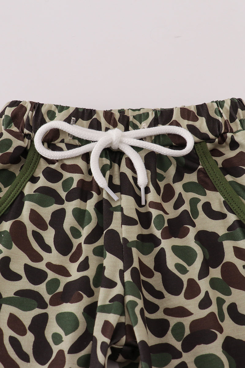 Sage camouflage turkey applique pants set