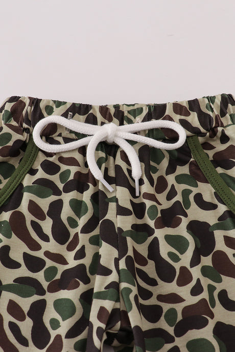 Sage camouflage turkey applique pants set