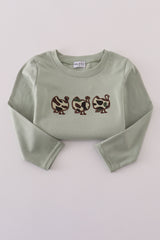Sage camouflage turkey applique pants set
