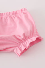 Pink pumpkin embroidery bloomer set