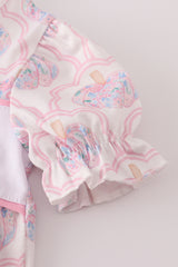 Pink pumpkin embroidery bloomer set