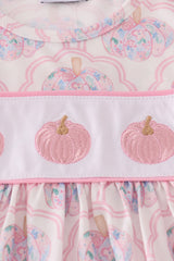 Pink pumpkin embroidery bloomer set