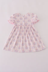 Pink pumpkin embroidery dress