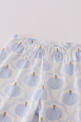 Blue pumpkin embroidery pants set