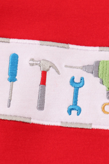 Red toolbox embroidery top