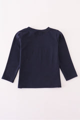 Navy duck embroidery top