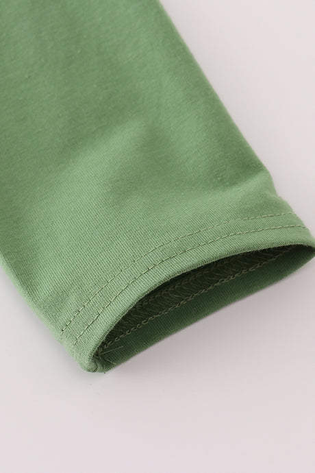 Green fishing embroidery top