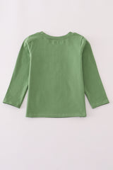 Green fishing embroidery top
