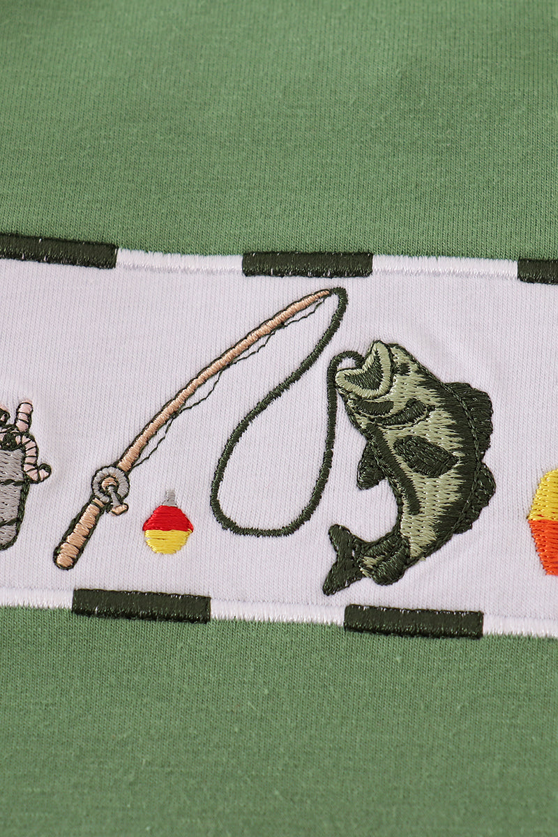 Green fishing embroidery bubble