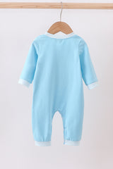 Blue nativity embroidery romper
