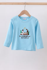 Blue nativity embroidery boy top