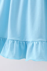 Blue nativity embroidery ruffle dress