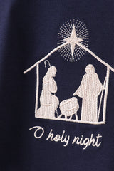 Navy nativity embroidery bubble