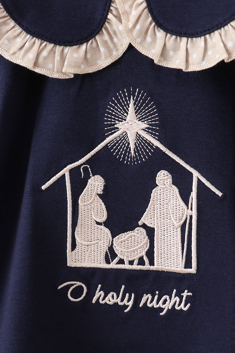 Navy nativity embroidery bloomer set