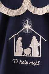 Navy nativity embroidery bloomer set