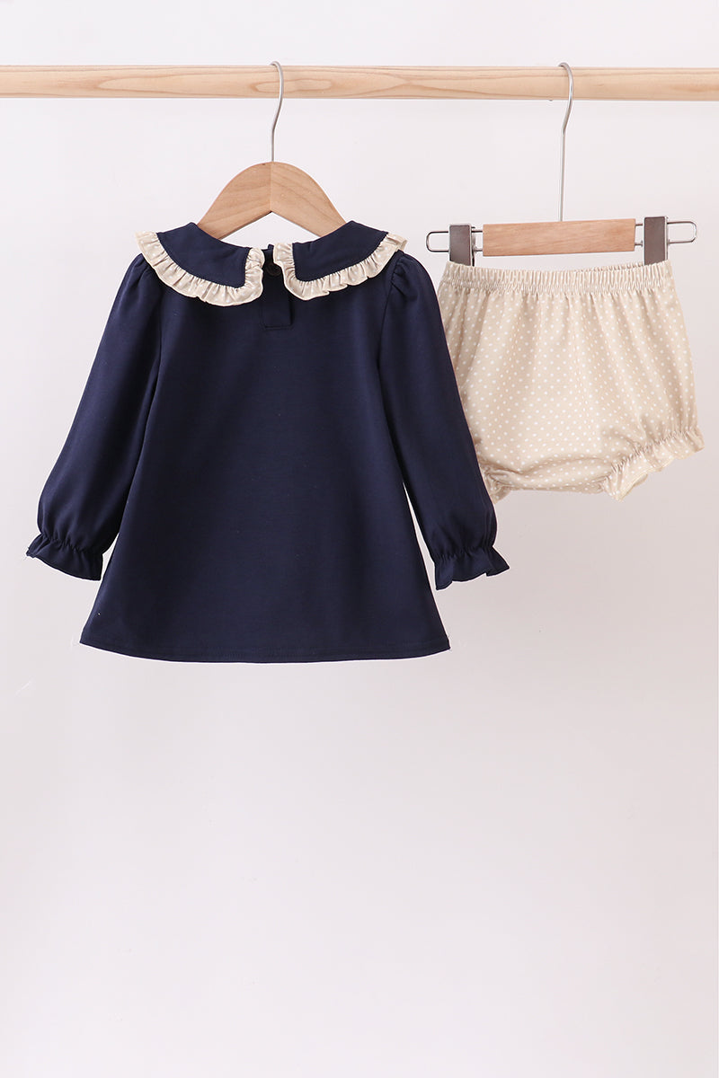 Navy nativity embroidery bloomer set