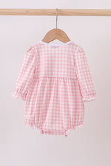 Pink plaid print turkey embroidery girl bubble
