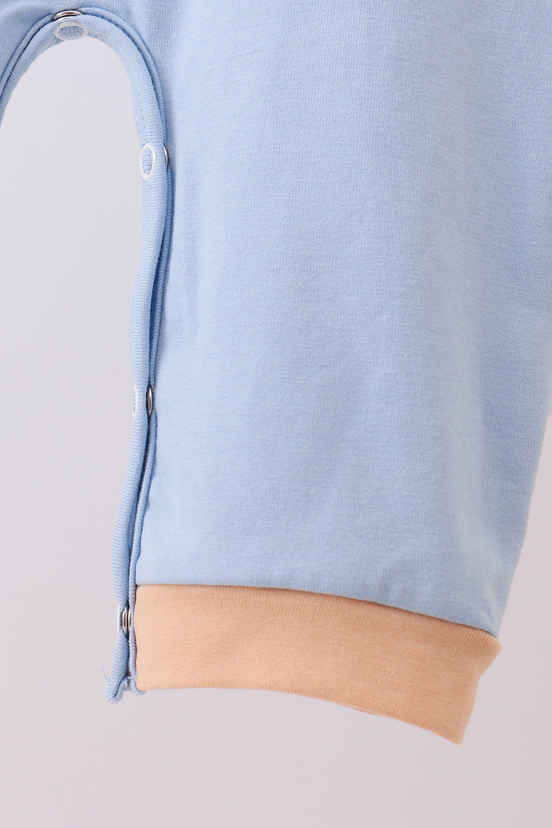 Blue turkey embroidery romper
