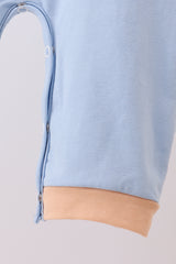 Blue turkey embroidery romper