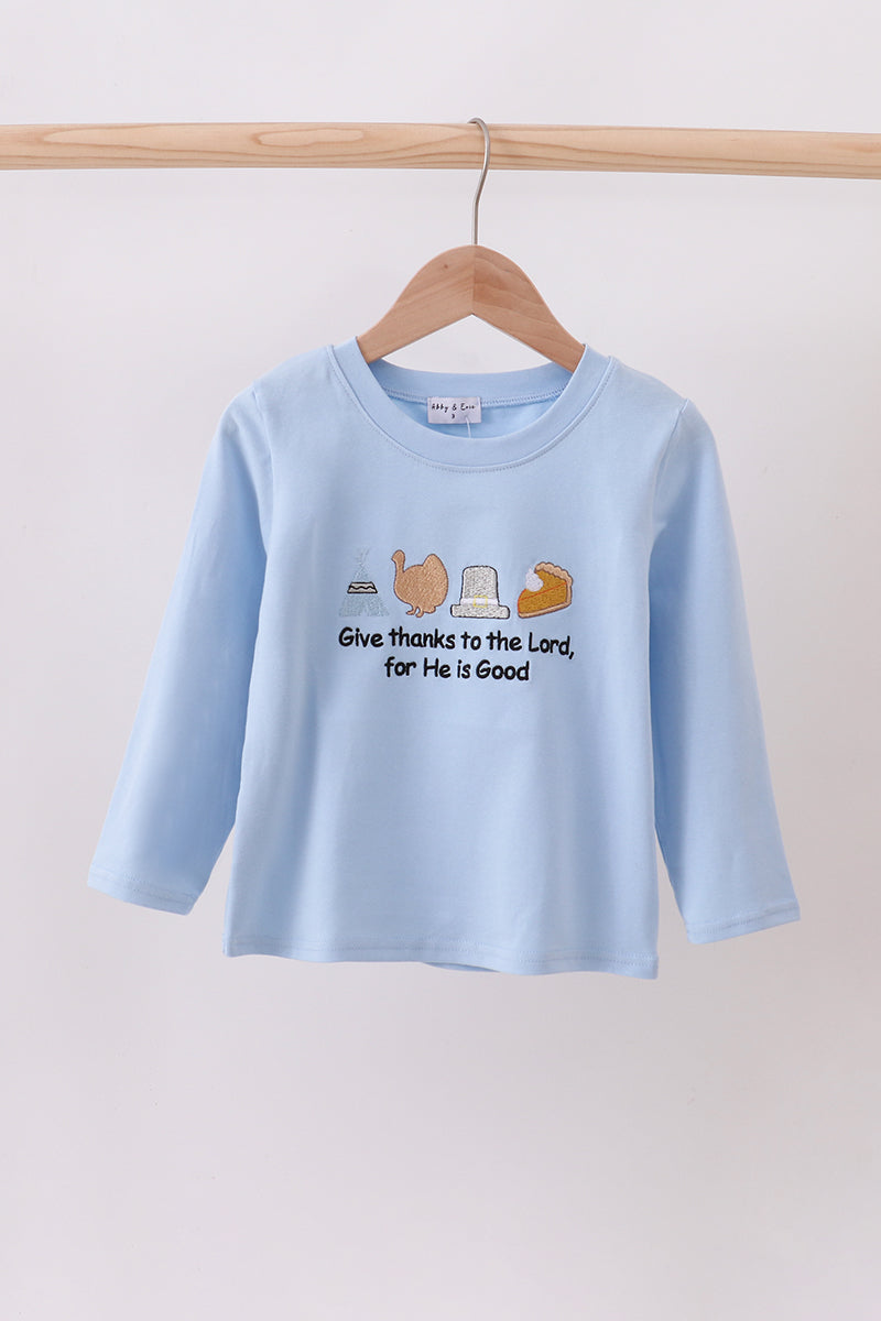 Blue turkey embroidery top