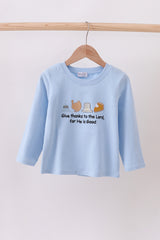 Blue turkey embroidery top