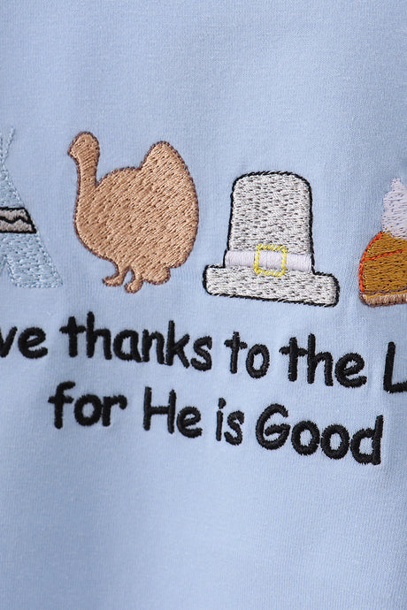 Blue turkey embroidery top