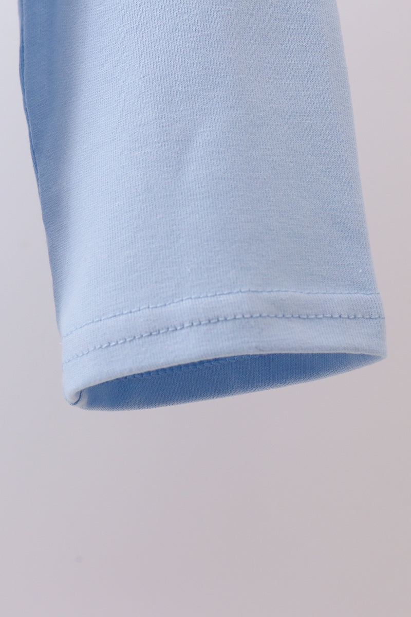 Blue turkey embroidery top
