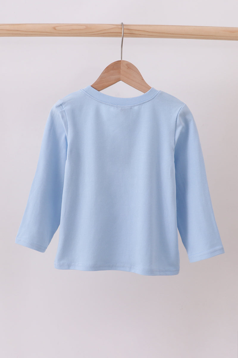 Blue turkey embroidery top