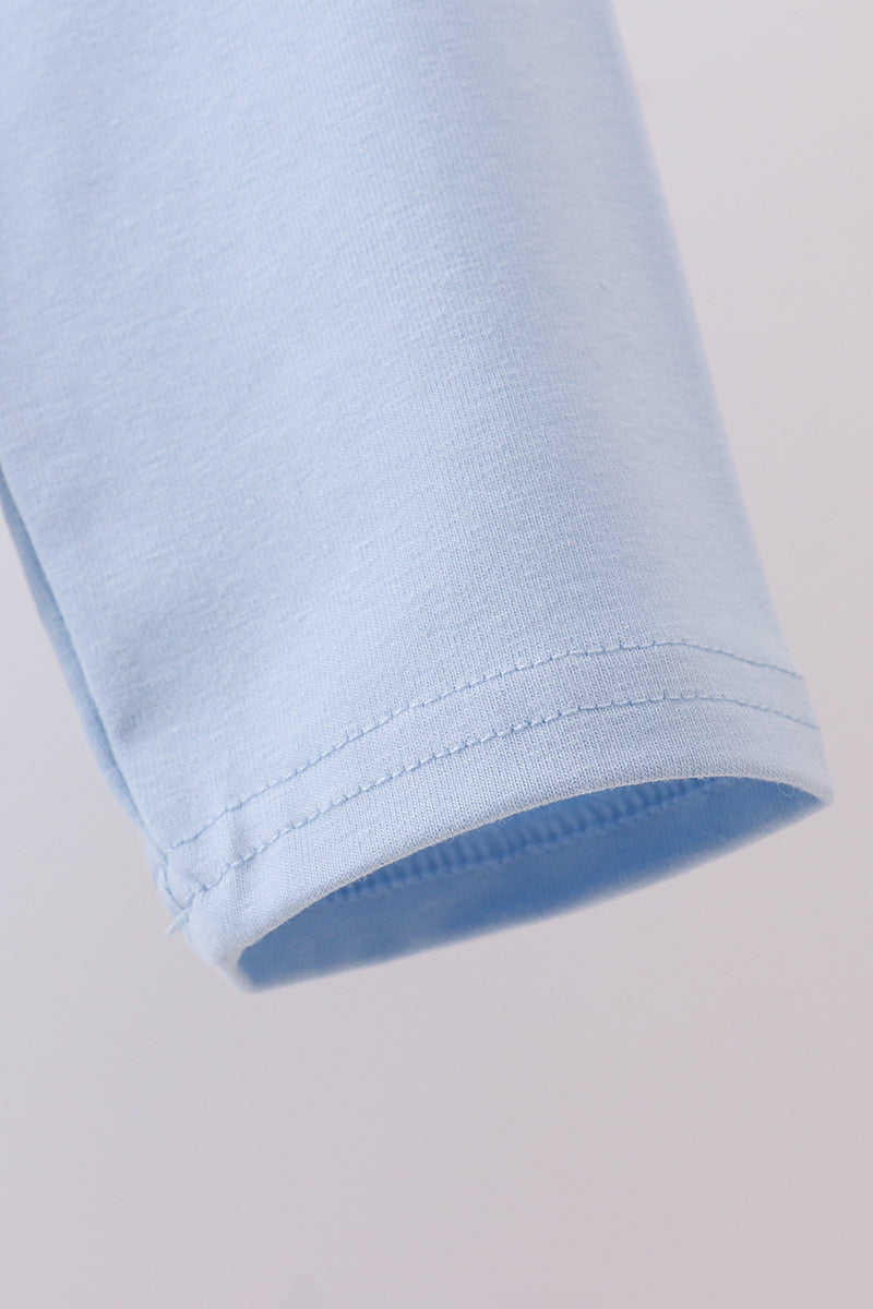 Blue turkey embroidery top