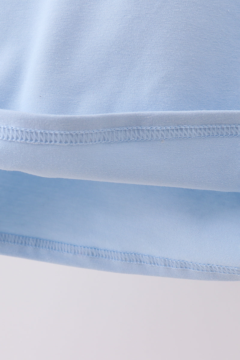 Blue turkey embroidery top