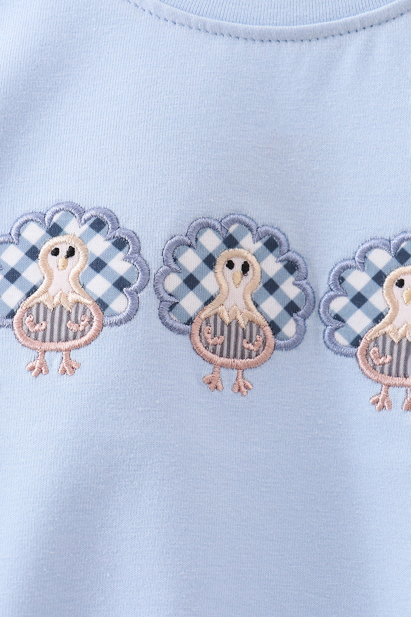 Blue turkey embroidery bubble