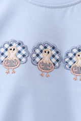 Blue turkey embroidery bubble