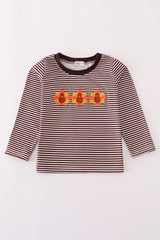 Brown turkey french knot stripe top