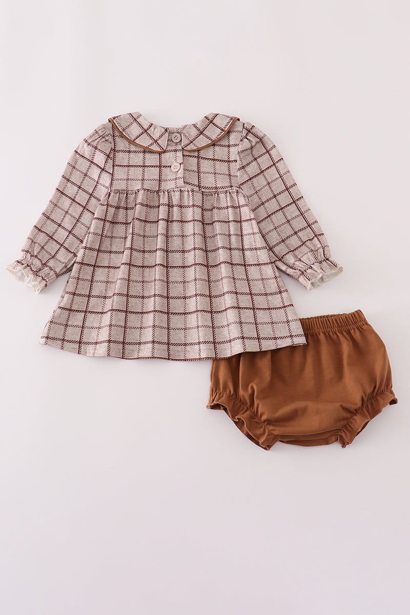 Brown plaid bloomer set