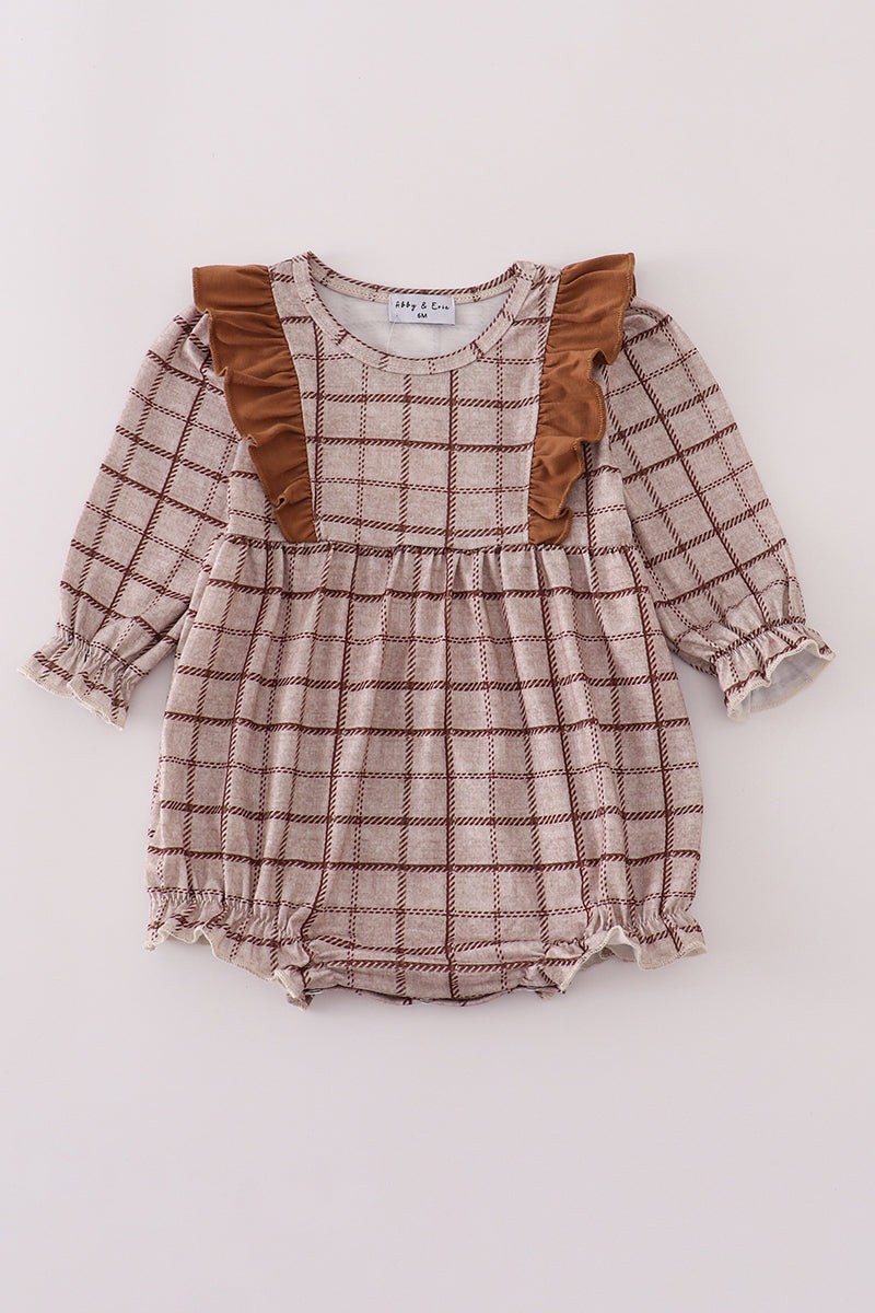 Brown plaid ruffle bubble