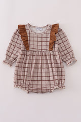 Brown plaid ruffle bubble